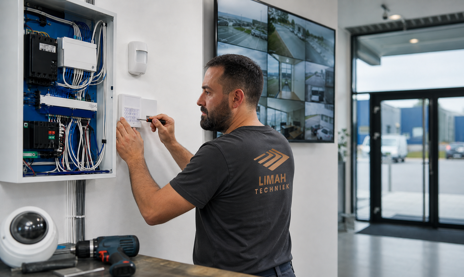 Alarm and camera security installation