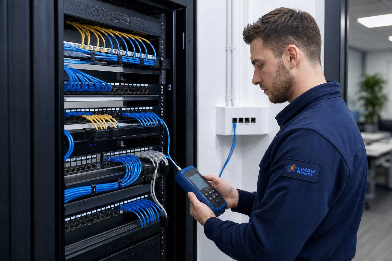 Network cabling and patch cabinet